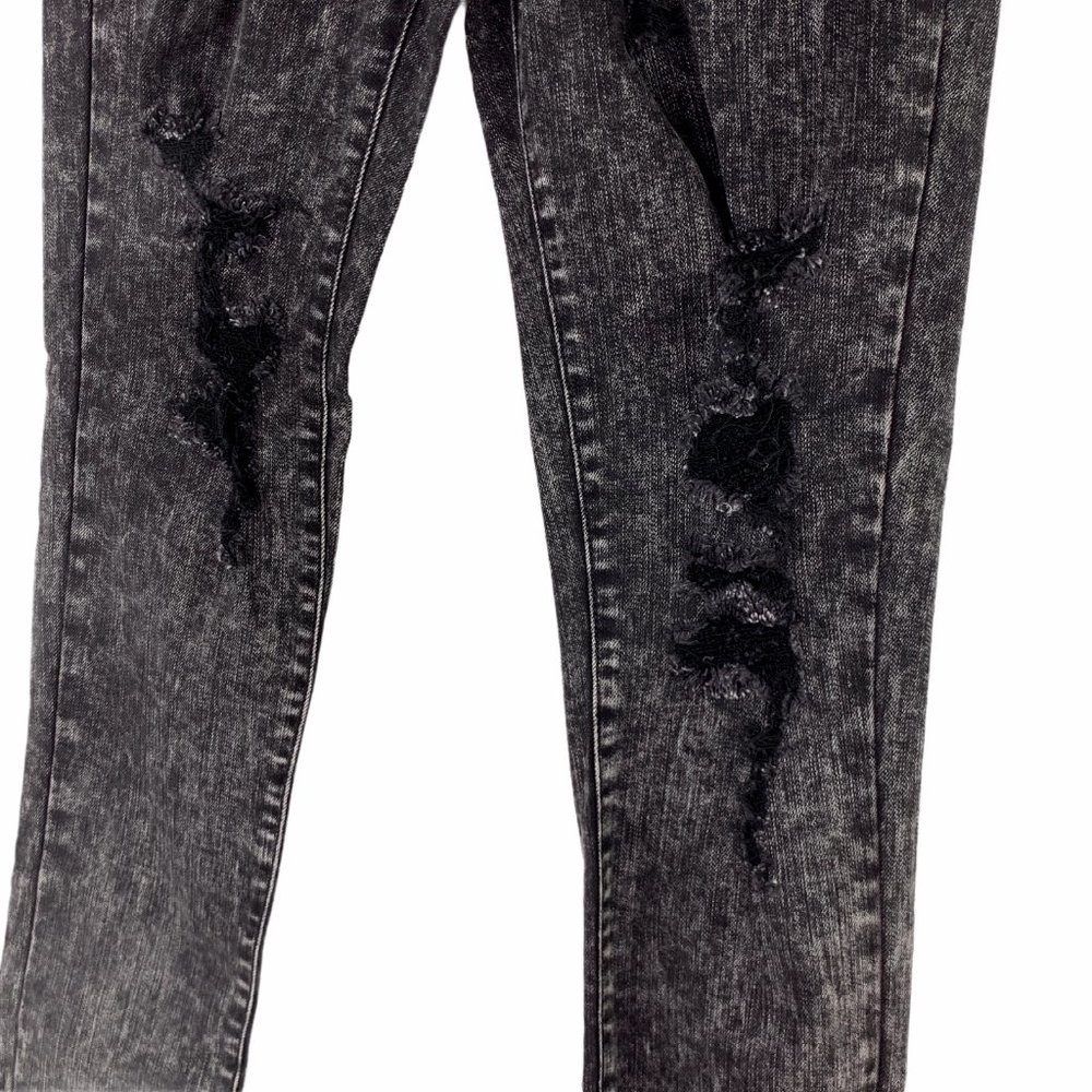 April Distressed Cropped Raw Hem Acid Wash Jeans 7 - Picture 3 of 8
